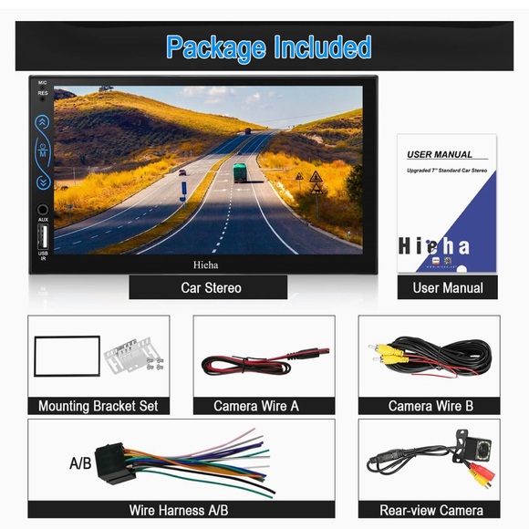 Hieha Car Stereo Compatible with Apple Carplay and Android Auto, 7 Inch Double - Picture 4 of 4